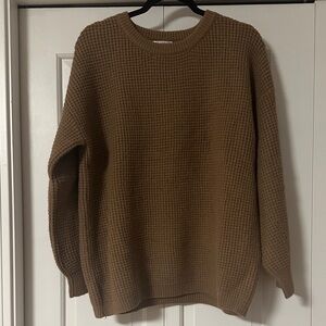 Woman’s Waffle Knit Crewneck Sweater - Brown